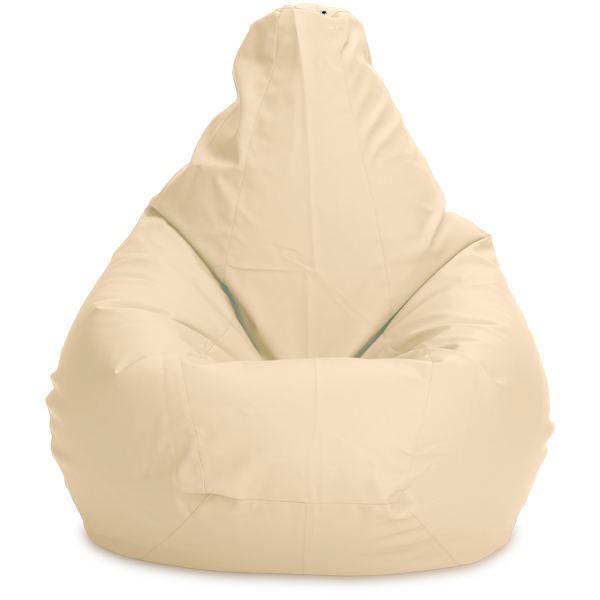Кресло-мешок «Груша», XL, Кожа Бежевый Анфас